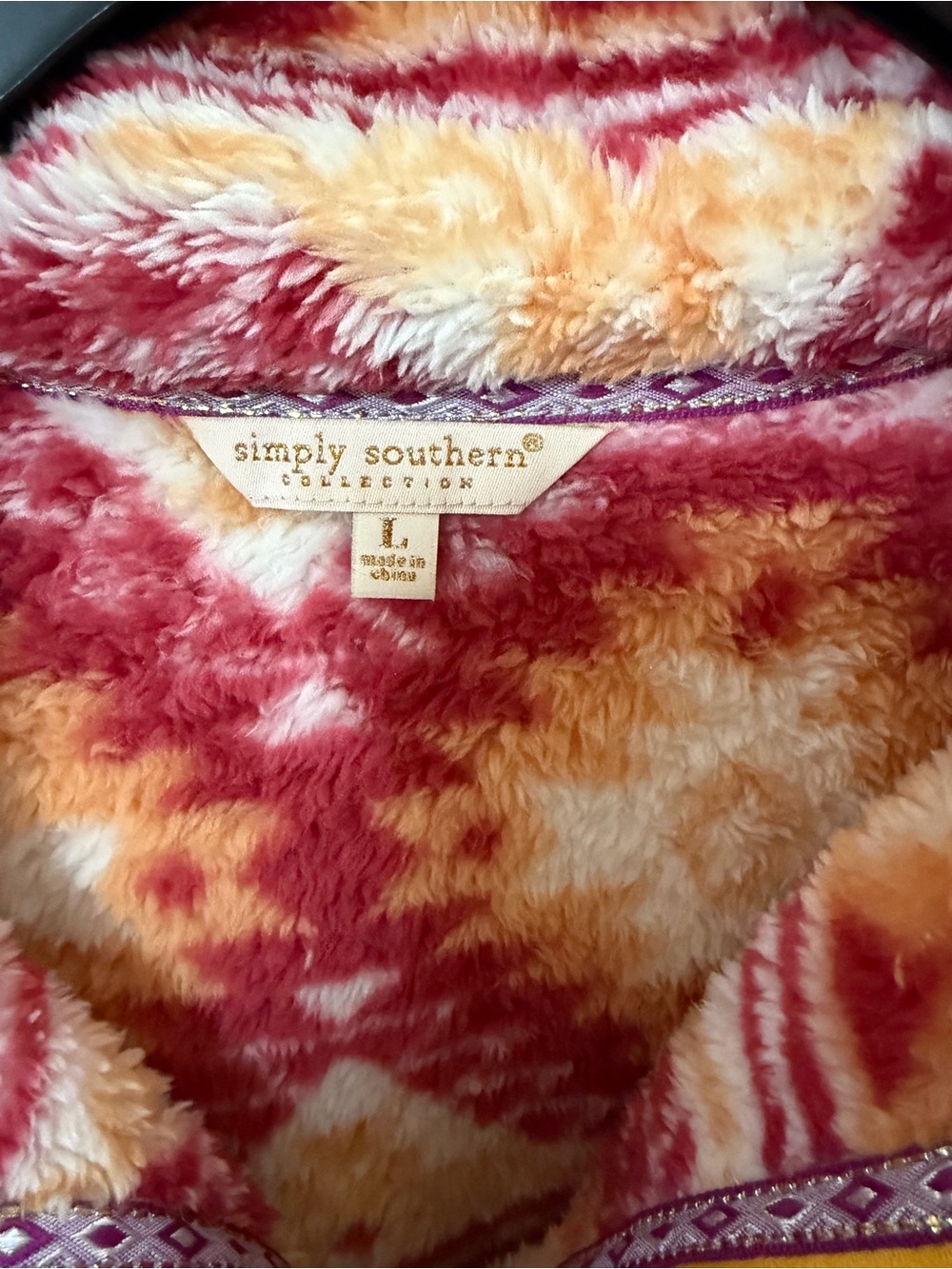 Simply Southern Fuzzy Half-Zip Sweater in Coral, Peach & Cream - Picture 2 of 3